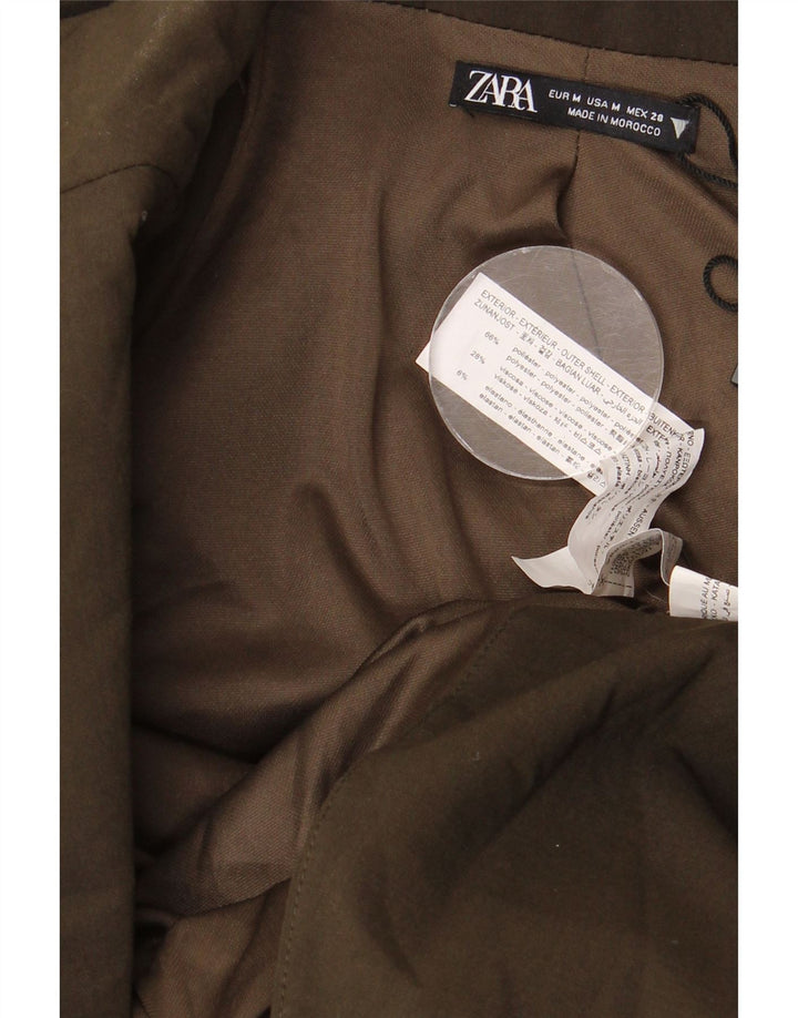 Zara Damen Langarm-Bodycon-Kleid UK 12 Medium Khaki Polyester
