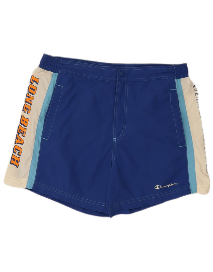 Champion Herren-Badeshorts mit Grafik, groß, blaues Colourblock-Nylon