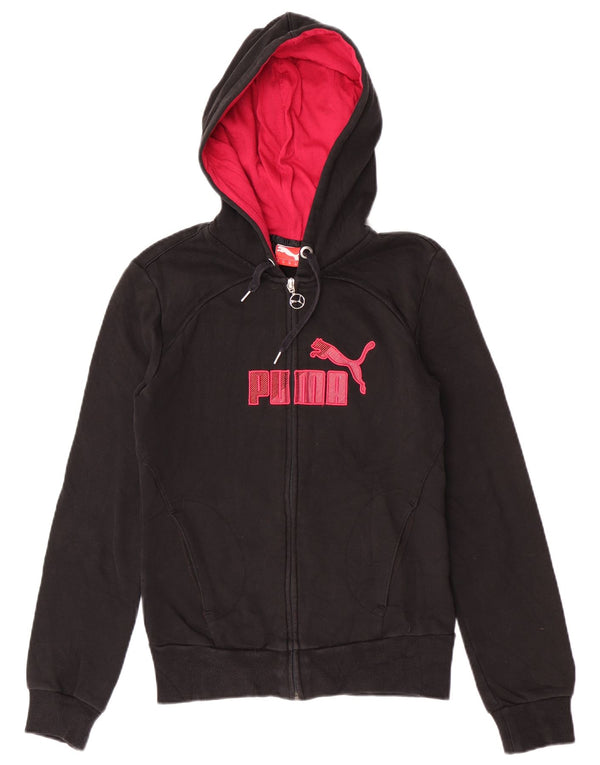 Puma Womens Graphic Regular Fit Zip Hoodie Sweater UK 8 Small Schwarz