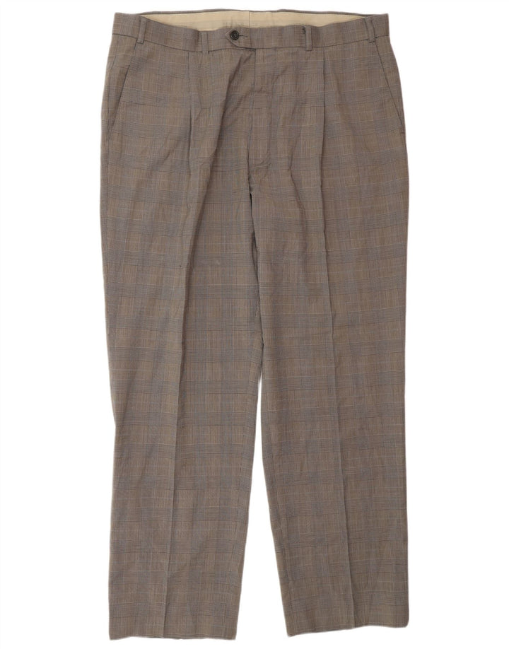 Marks & Spencer Herren-Anzughose mit maßgeschneiderter Passform, W38, L31, Schwarz mit Hahnentrittmuster