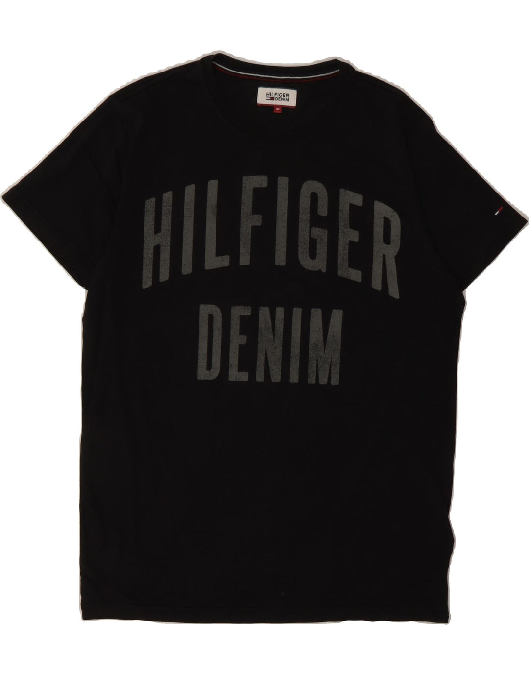 TOMMY HILFIGER Mens Graphic T-Shirt Top Medium Black Cotton Vintage Tommy Hilfiger and Second-Hand Tommy Hilfiger from Messina Hembry 