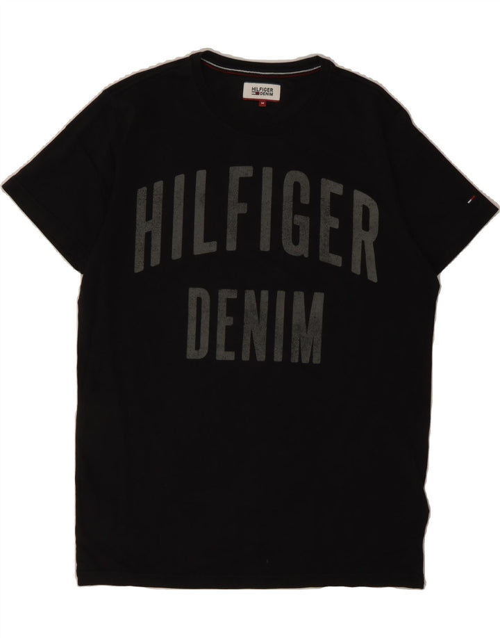 TOMMY HILFIGER Mens Graphic T-Shirt Top Medium Black Cotton Vintage Tommy Hilfiger and Second-Hand Tommy Hilfiger from Messina Hembry 