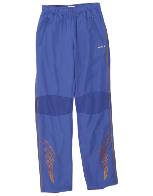 Asics Mädchen-Trainingshose mit Grafik, 13–14 Jahre, blaues Farbblockdesign