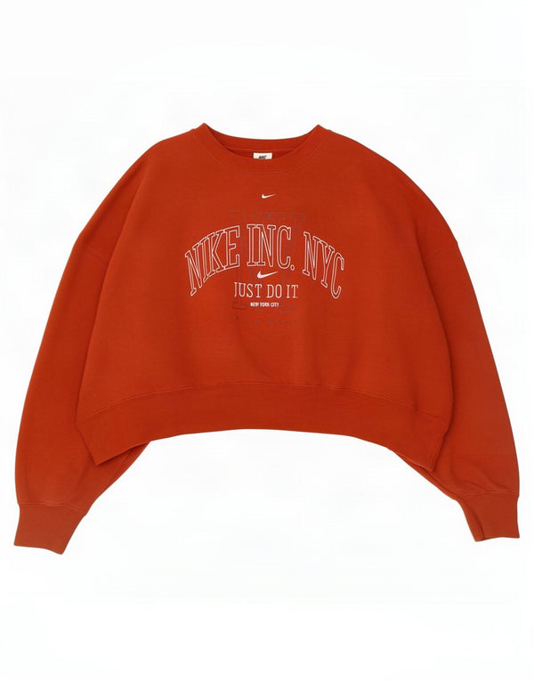 Nike Womens Crop Graphic Oversized Sweatshirt Pullover UK 16 Large Rot