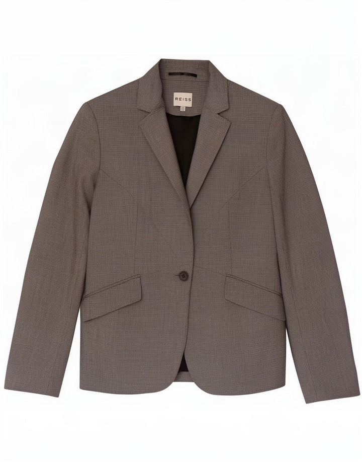 Reiss Damen 1-Knopf-Blazerjacke UK 10 Small Grey Polyester