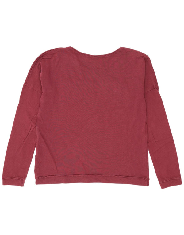 Guess Damen Grafik-Sweatshirt-Pullover UK 14 Medium Burgund Baumwolle