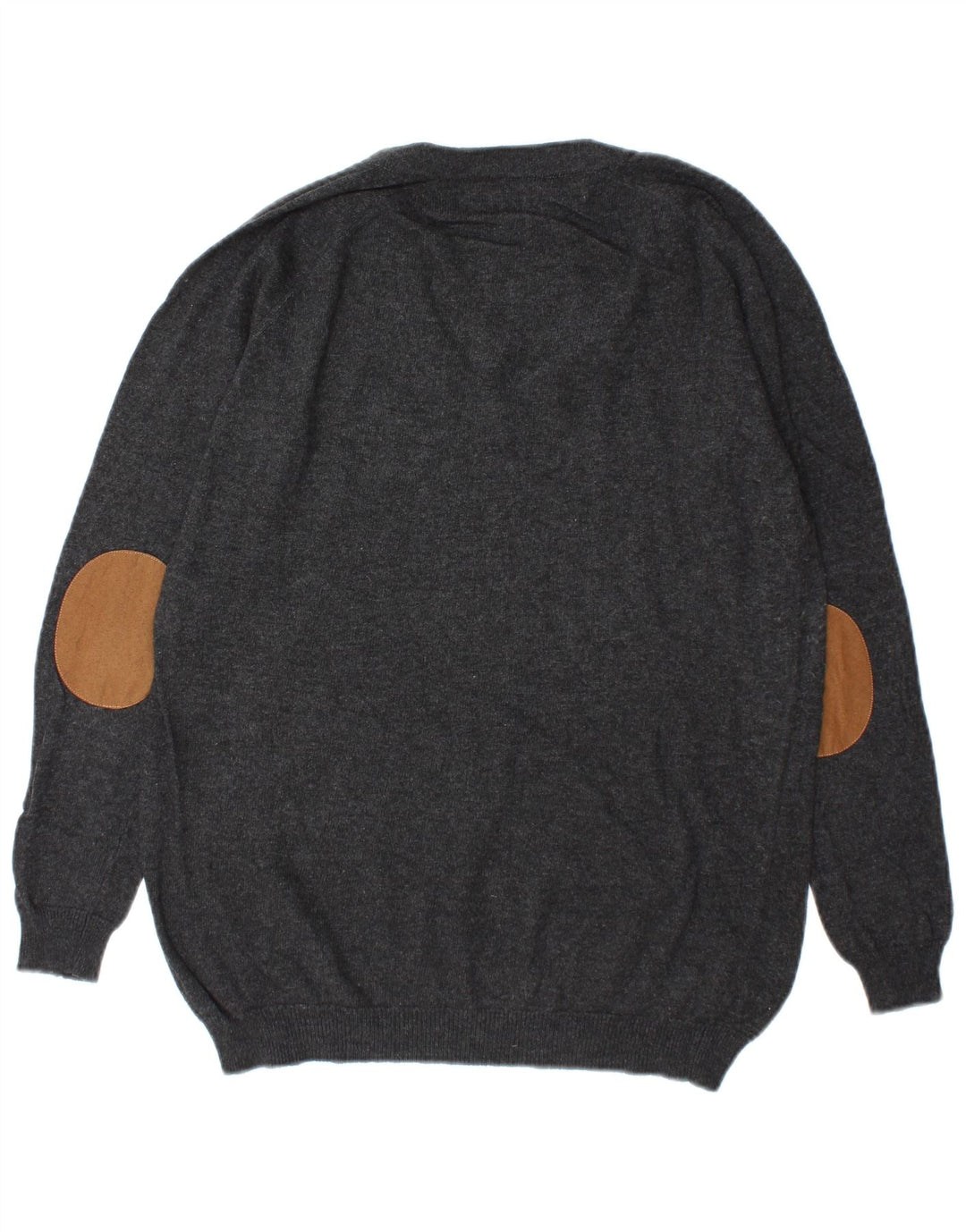 Zara Herren-Pullover mit V-Ausschnitt, Größe S, graue Baumwolle