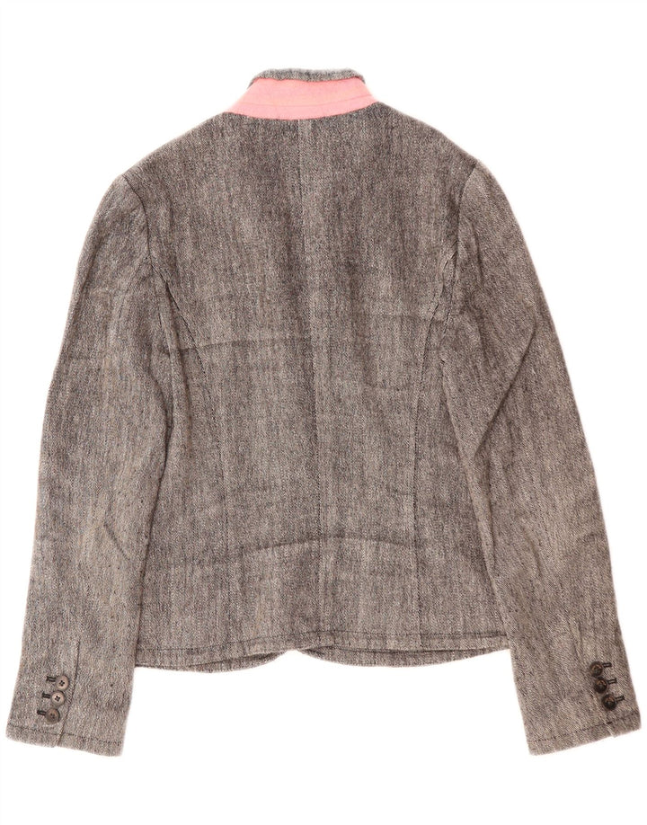 JACK WILLS Damen-Blazerjacke mit 3 Knöpfen, Gr. 10, Größe S, Grau, Leinen