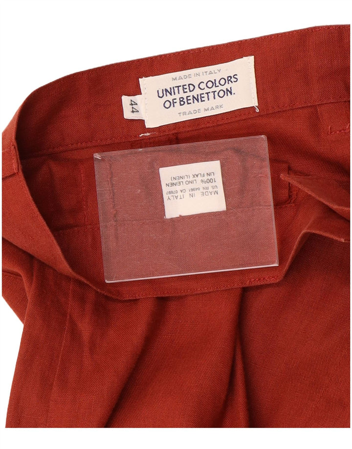 BENETTON Damen Midrise Midirock IT 44 Medium W26 Rotes Leinen