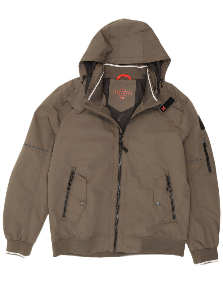 Jim Spencer Herren-Bomberjacke mit Kapuze, UK 44, 2XL, Khaki, Polyester