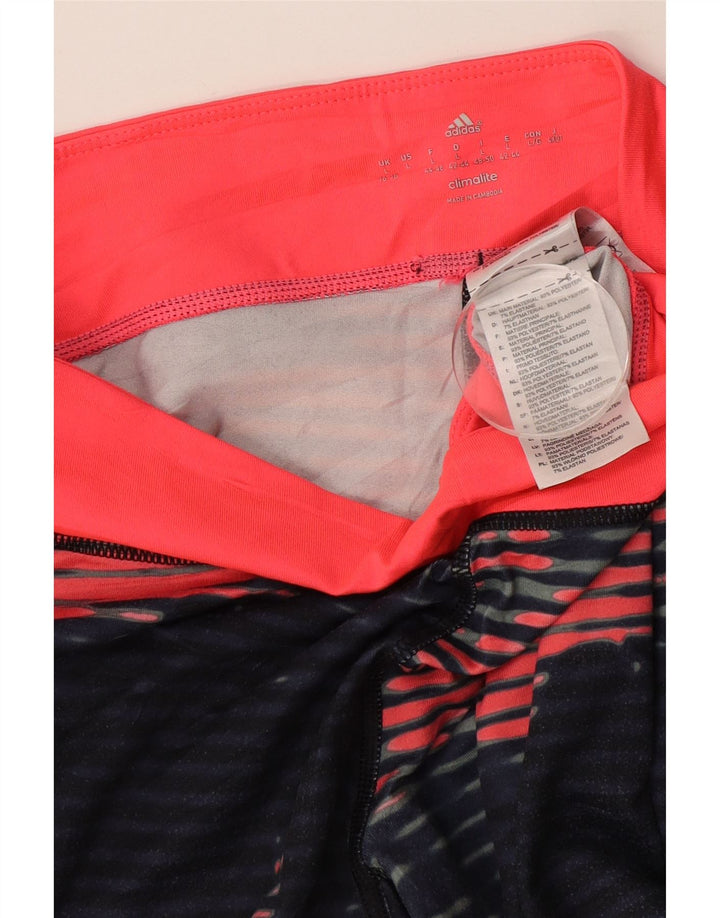 ADIDAS Damen Climalite Leggings UK 16/18 Großes Marineblau mit Blumenmuster