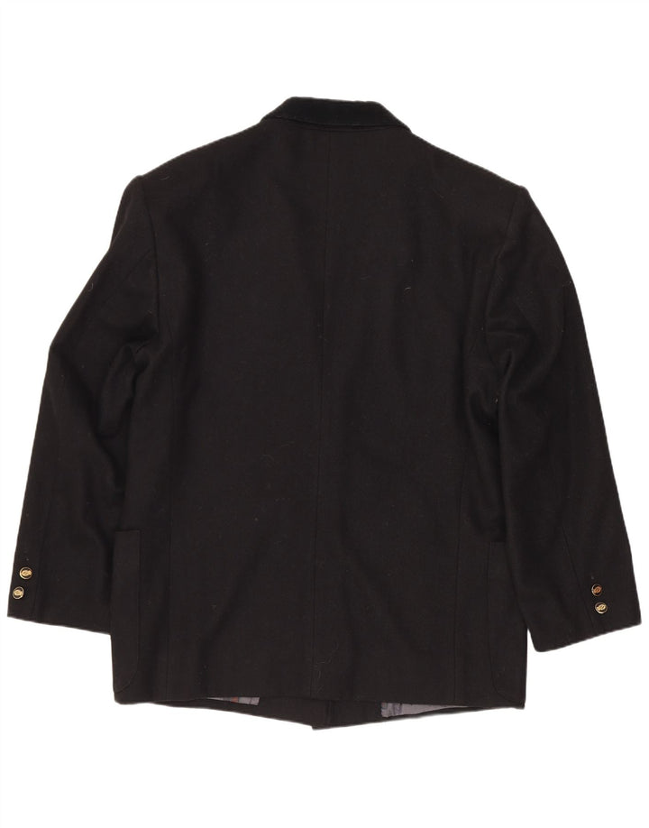 Stefanel Damen 2-Knopf-Blazerjacke UK 14 Mittelschwarze Wolle