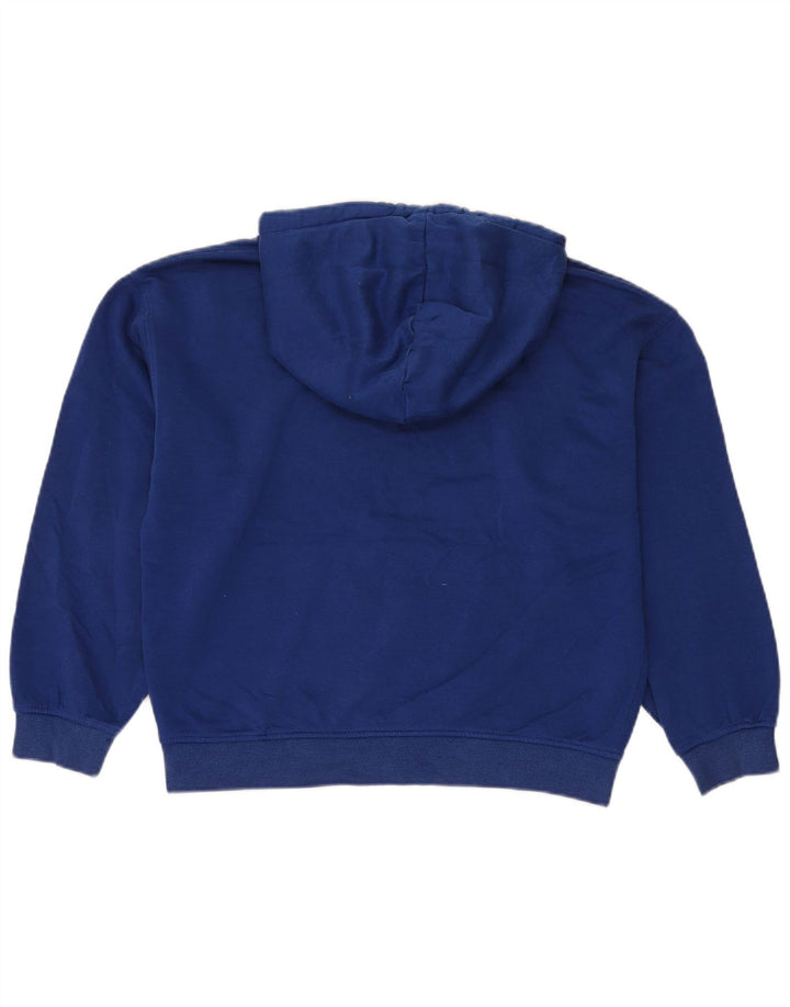 Zara Damen Übergroßer Kapuzenpullover UK 14 Mittelblaue Baumwolle
