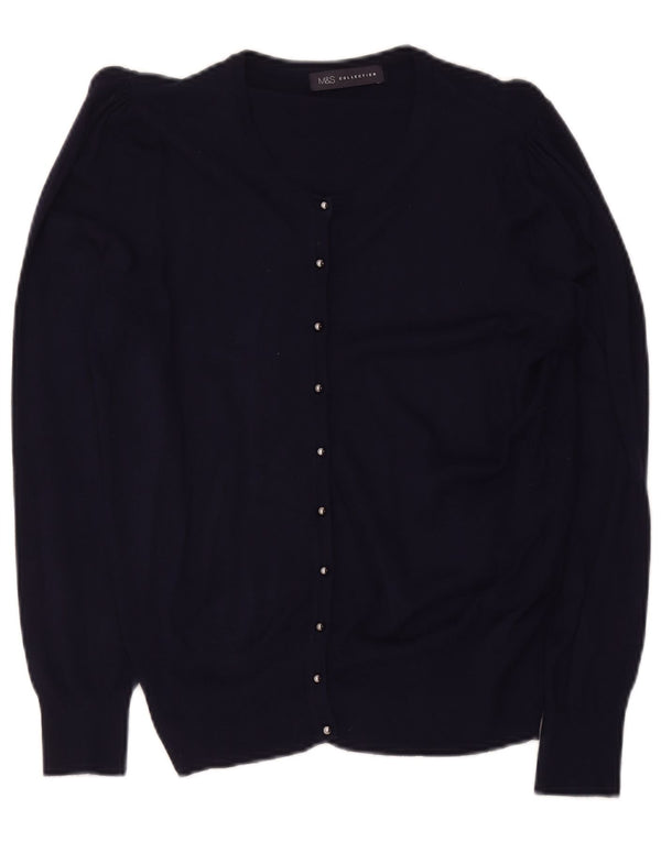Marks & Spencer Damen-Cardigan-Pullover UK 14 Large Marineblaue Viskose