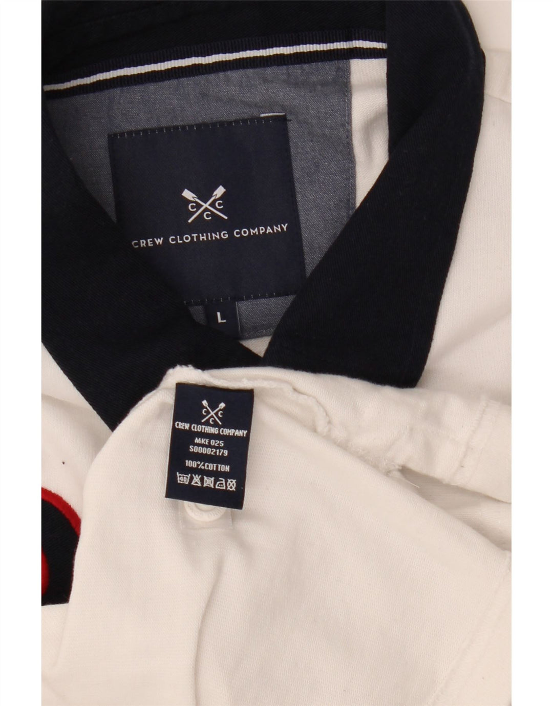 CREW CLOTHING Herren-Rugby-Poloshirt mit Grafik, groß, Weiß, Farbblock