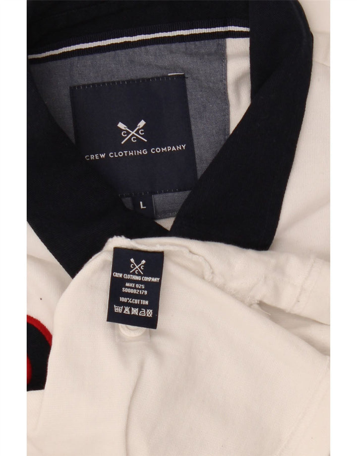 CREW CLOTHING Herren-Rugby-Poloshirt mit Grafik, groß, Weiß, Farbblock