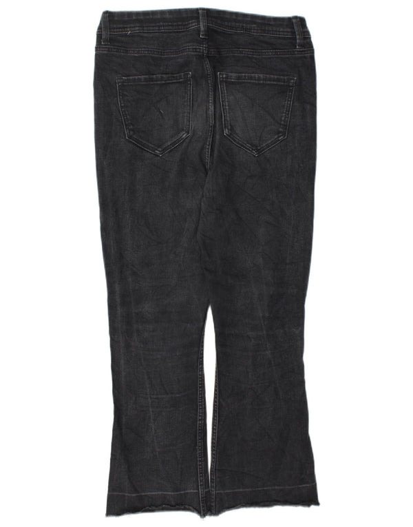 Marks & Spencer Damen Slim Flare Kurzjeans UK 10 Small W27 L23 Schwarz