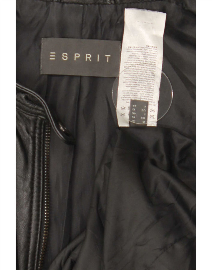 Esprit Damen-Leder-Racer-Jacke, UK 16, großes schwarzes Leder