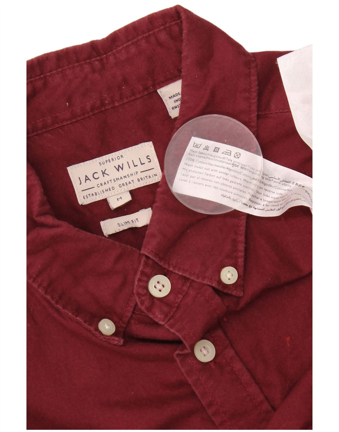 Jack Wills Slim-Fit-Hemd für Herren aus mittlerer burgunderroter Baumwolle