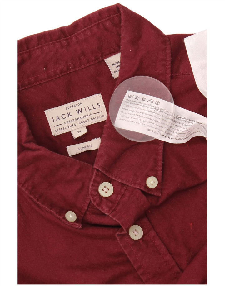 Jack Wills Slim-Fit-Hemd für Herren aus mittlerer burgunderroter Baumwolle