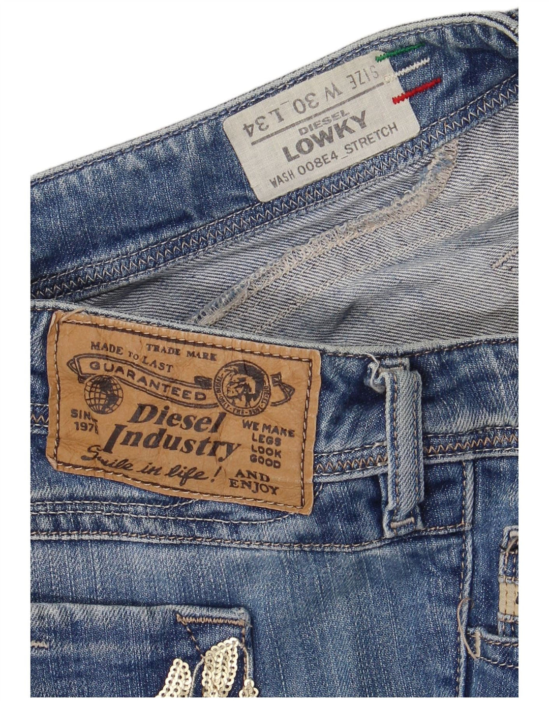 Diesel Damen Lowky Straight Jeans W30 L29 Blaue Baumwolle