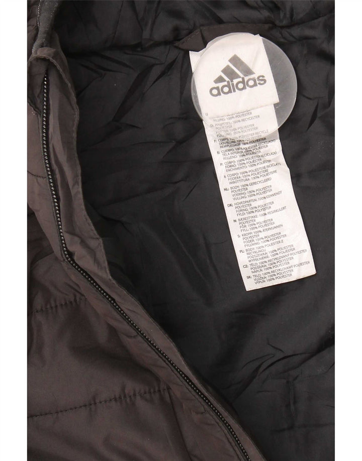 Adidas Jungen gepolsterte Jacke mit Kapuze, 10–11 Jahre, mittelgroßes schwarzes Polyester