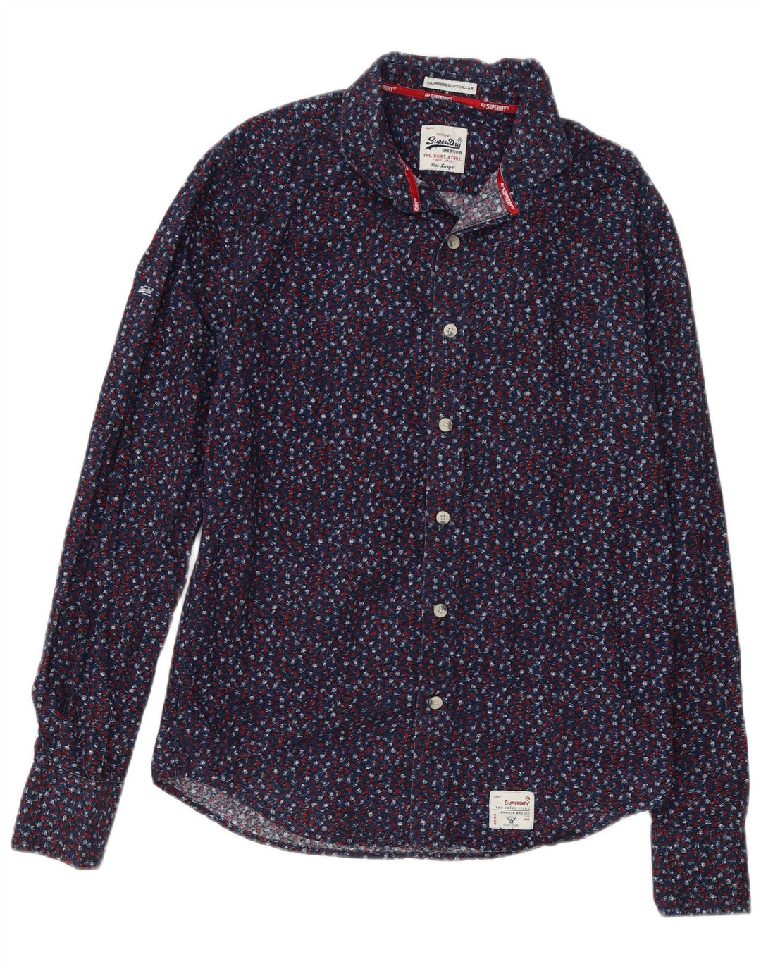 SUPERDRY Herrenhemd, groß, Marineblau mit Blumenmuster