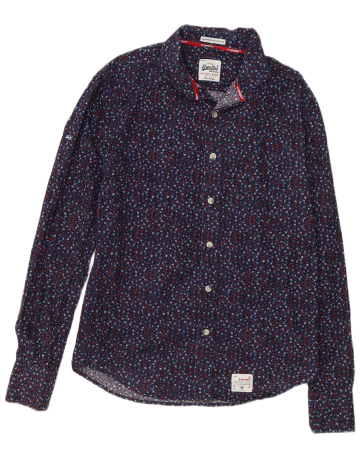 SUPERDRY Herrenhemd, groß, Marineblau mit Blumenmuster