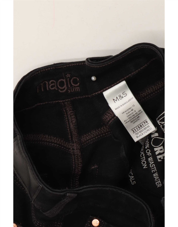 Marks & Spencer Damen Magic Slim Jeans UK 12 Medium W28 L28 Schwarze Baumwolle