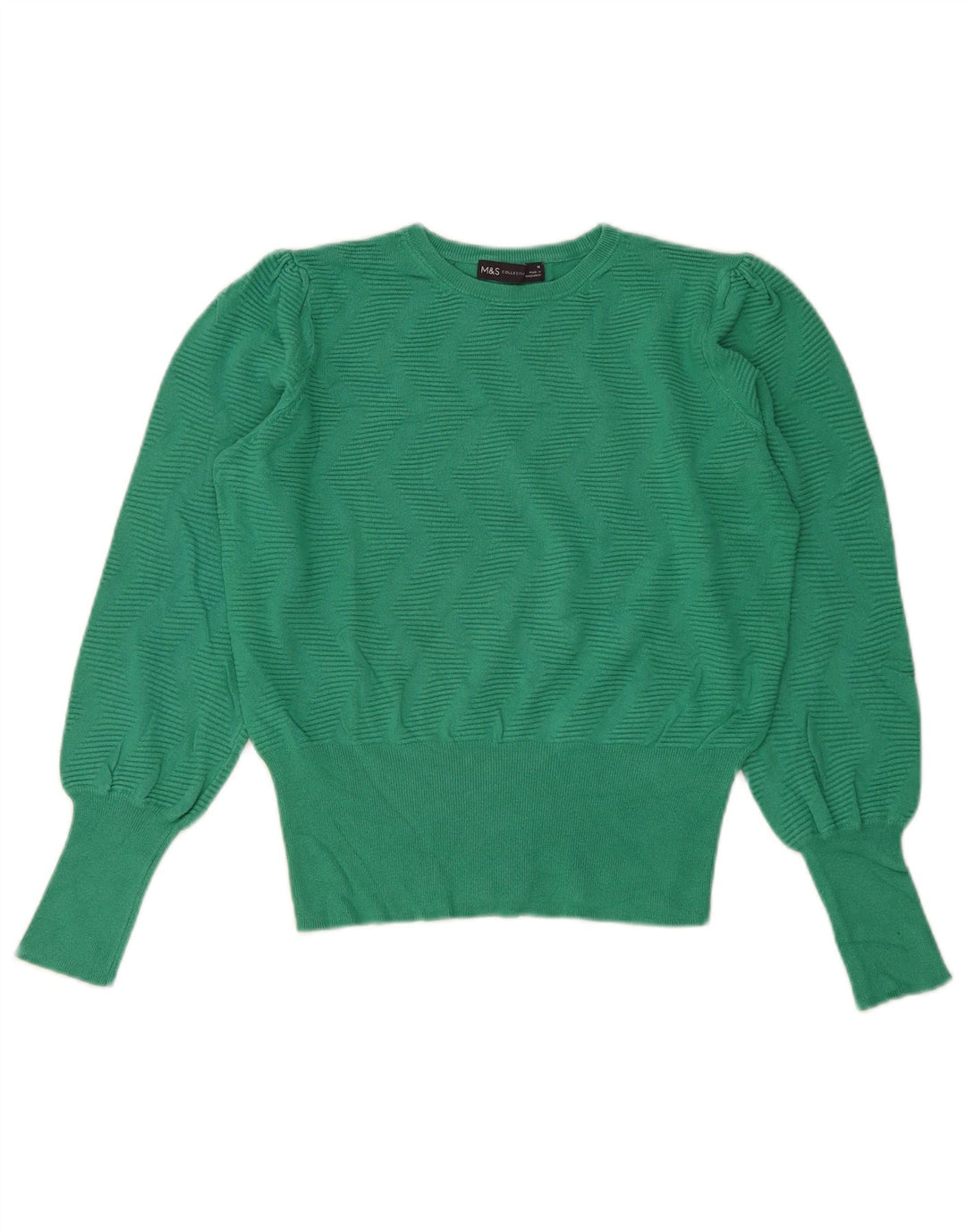 Marks & Spencer Damen Crop Crew Neck Pullover Pullover UK 14 Mittelgrün