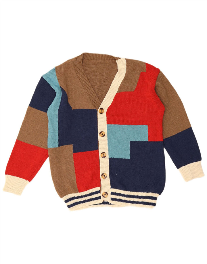 Vintage Herren Cardigan Pullover Medium Mehrfarbig Geometrisch