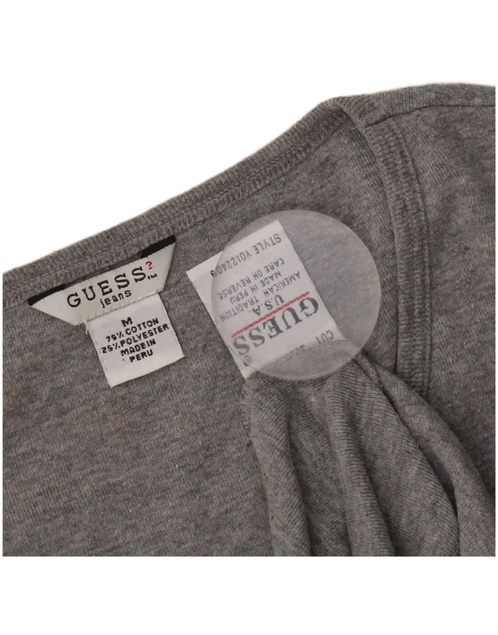 Guess Damen Crop Top Langarm UK 12 Mittelgraue Baumwolle