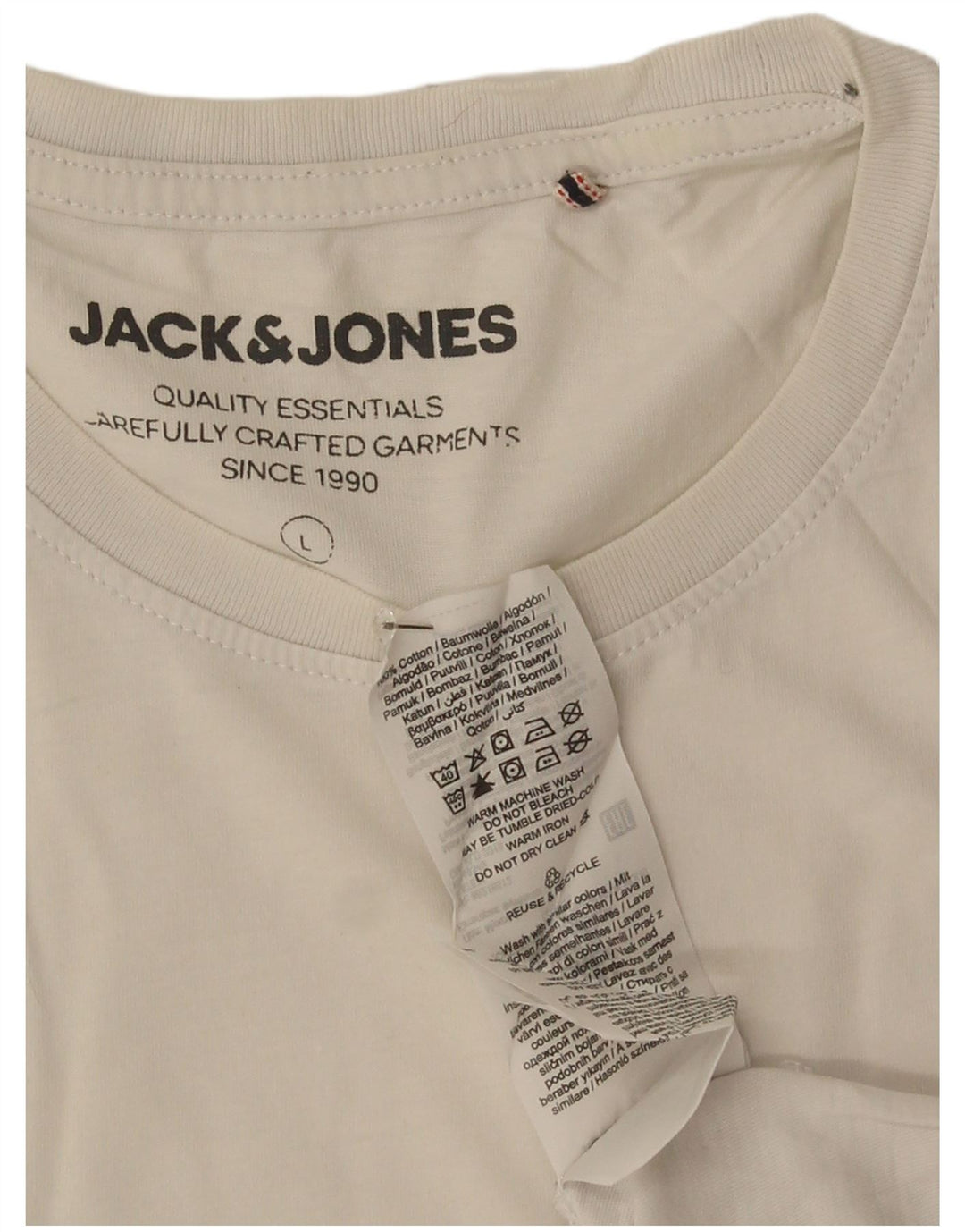 Jack & Jones Herren-T-Shirt mit Grafik, Größe L, aus weißer Baumwolle
