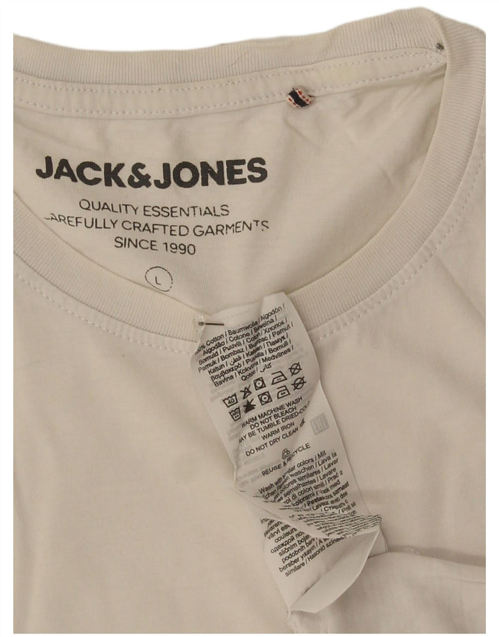 Jack & Jones Herren-T-Shirt mit Grafik, Größe L, aus weißer Baumwolle