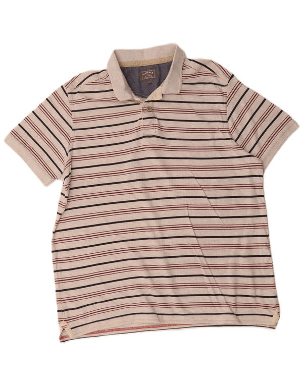 Fat Face Herren-Poloshirt XL, grau gestreift, Baumwolle