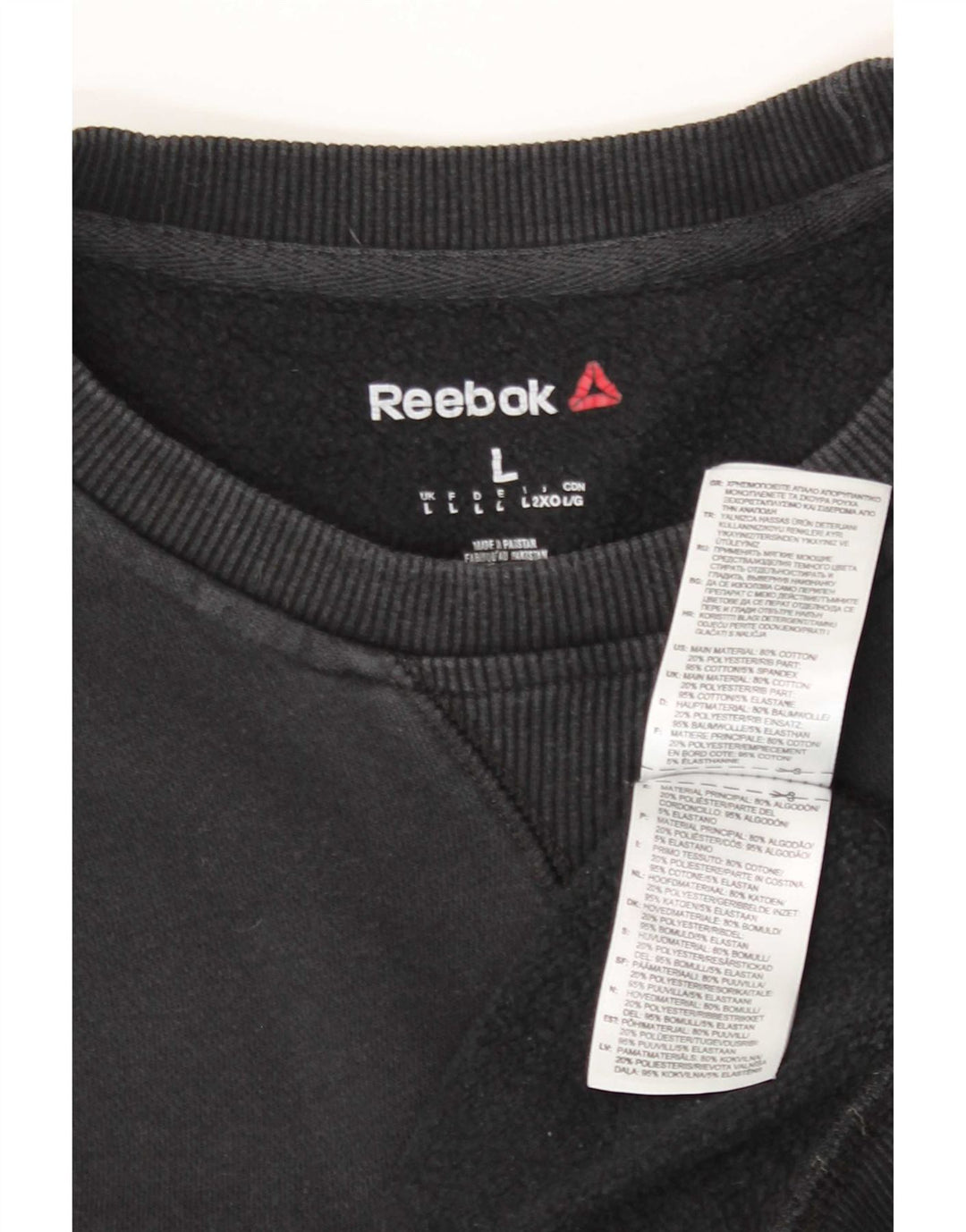 Reebok Herren Sweatshirt Pullover Large Schwarz Baumwolle