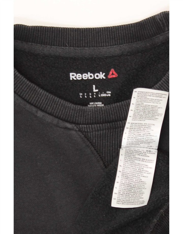 Reebok Herren Sweatshirt Pullover Large Schwarz Baumwolle