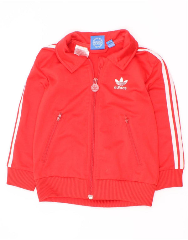 Adidas Jungen Grafik-Trainingsanzug-Top-Jacke, 2–3 Jahre, rotes Polyester