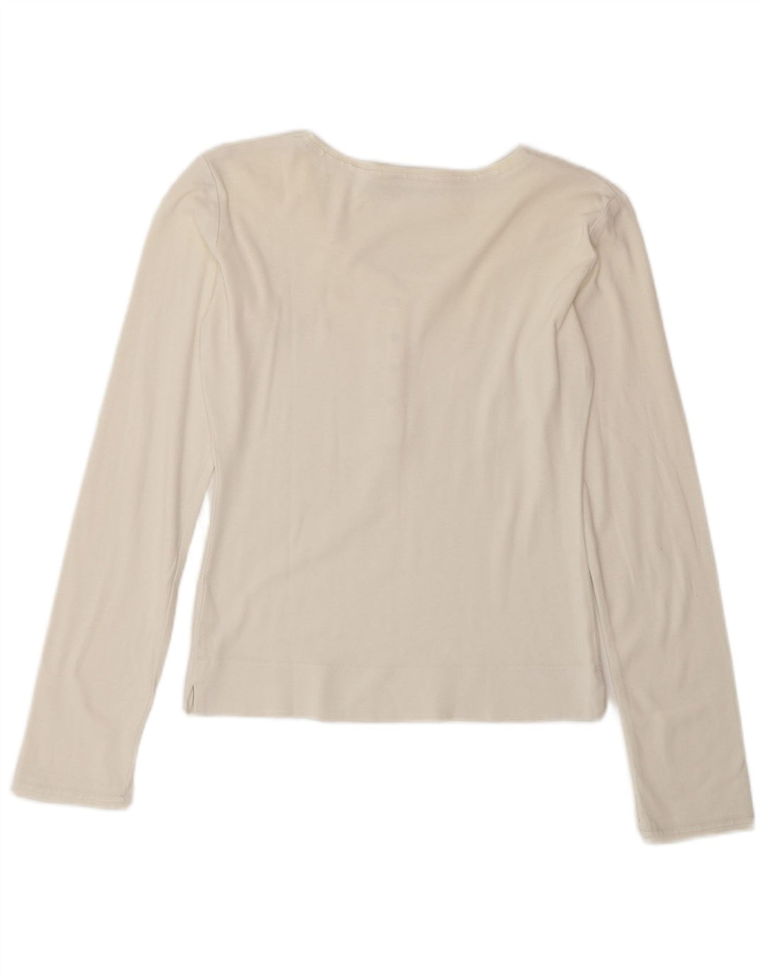 Gas Damen Top Langarm UK 12 Medium Off White Cotton