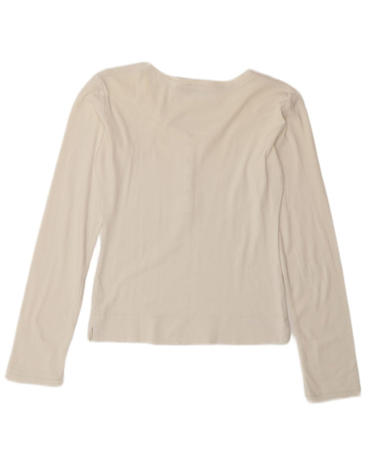 Gas Damen Top Langarm UK 12 Medium Off White Cotton