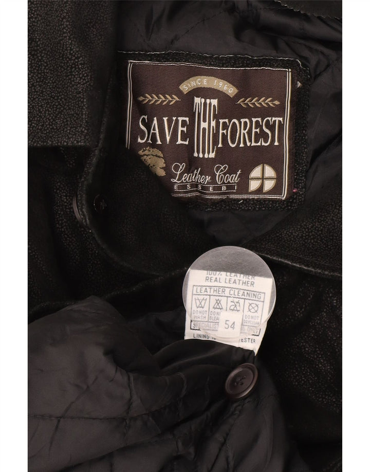 SAVE THE FOREST Herren Lederjacke IT 54 2XL Schwarzes Leder