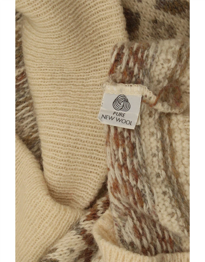 Vintage Damen Cardigan Pullover UK 14 Medium Beige Fair Isle