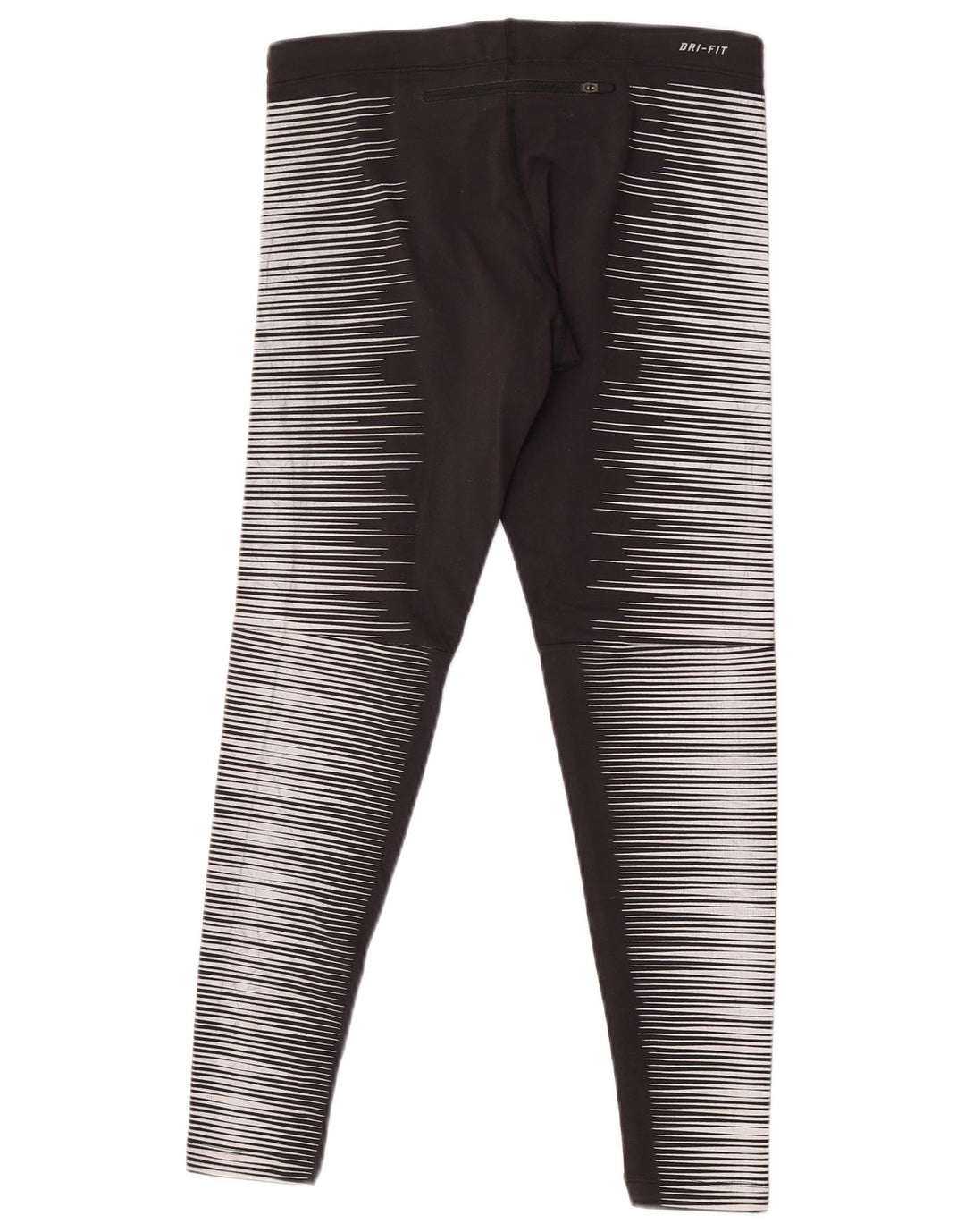 Nike Damen Dri Fit Leggings UK 12 Mittelschwarz gestreift Nylon