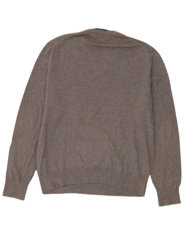 Paul Smith Mens V-Neck Jumper Sweater XL Grey Cotton