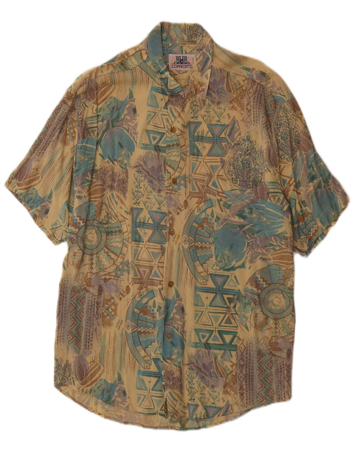 Vintage Herren Kurzarmhemd groß mehrfarbig geometrisch