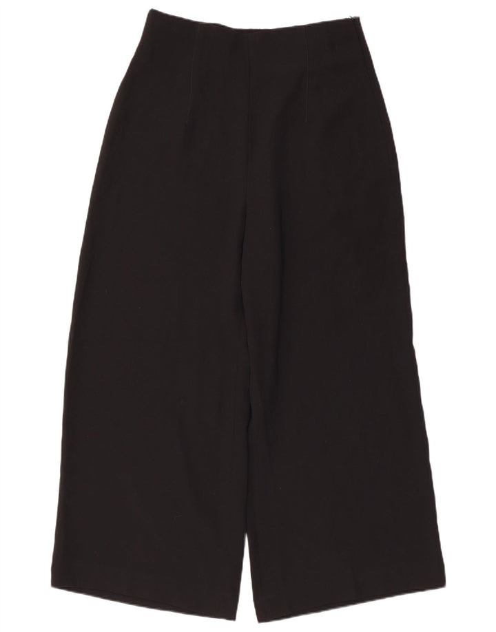 Zara Damen-Hose mit weitem Bein, kurz geschnitten, Größe M, W30, L24, Schwarz, Polyester