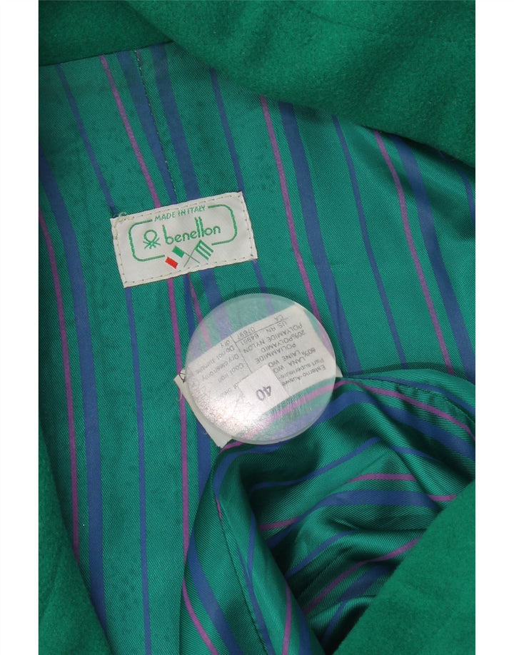 Benetton Damen-Blazer mit 2 Knöpfen, übergroß, IT 40, kleine grüne Wolle