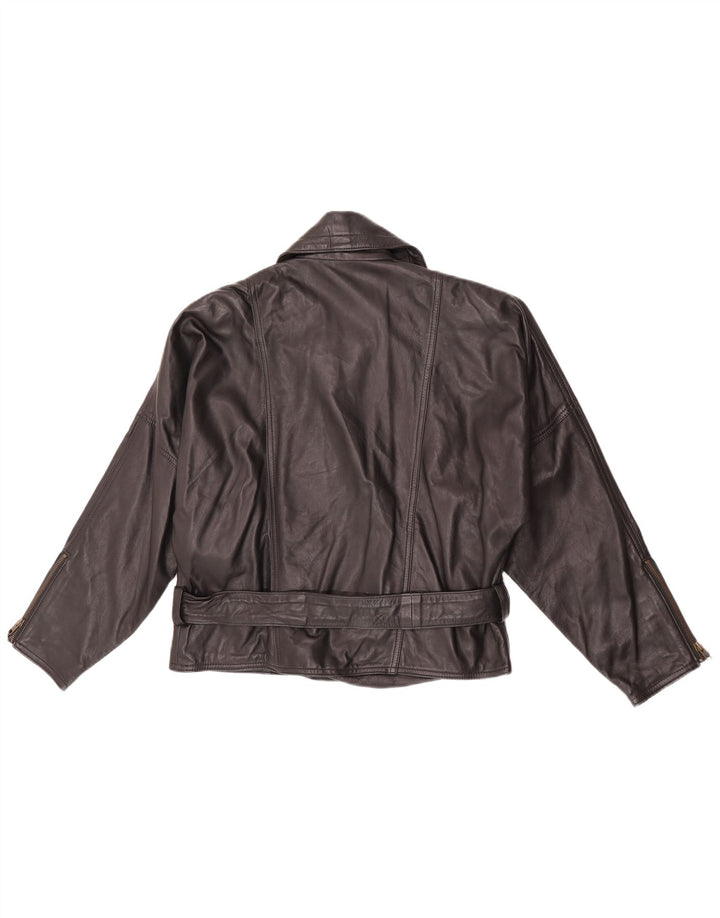 Vintage Damen Biker Lederjacke EU 38 Mittelschwarzes Leder