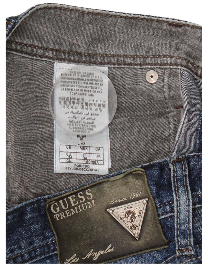 Guess Herren Straight Jeans W34 L34 Blaue Baumwolle