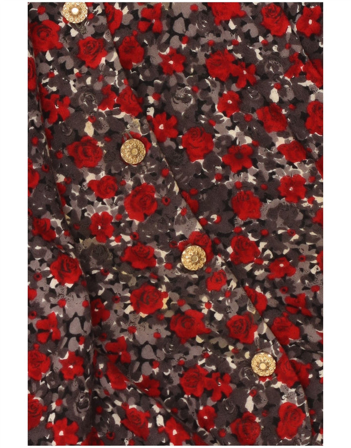 Premode Damen-Hemdbluse mit vorderer Krawatte, UK 18, XL, rotes Blumenmuster